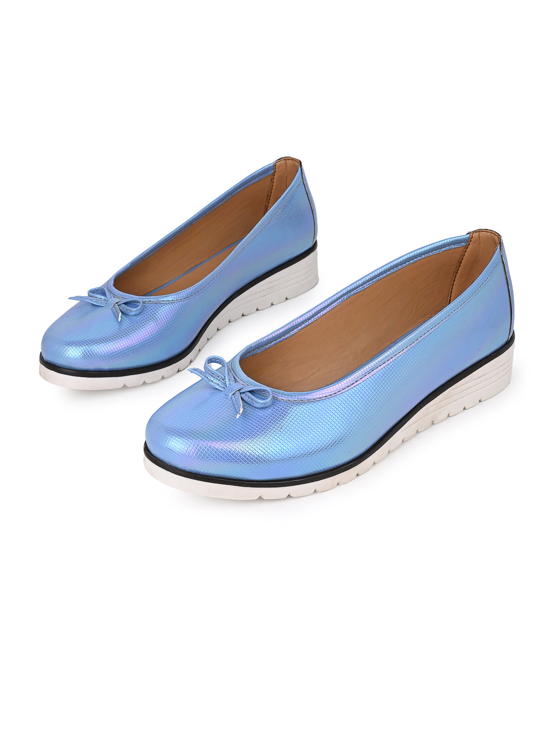 Alberto Torresi Blue Synthetic Ballet Flats With And Tpr Platform Sole Bellies For Women