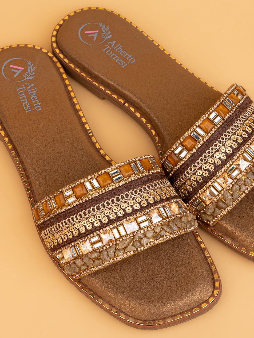 Alberto Torresi Beige Women’s Casual & Festive Slip-On Flats