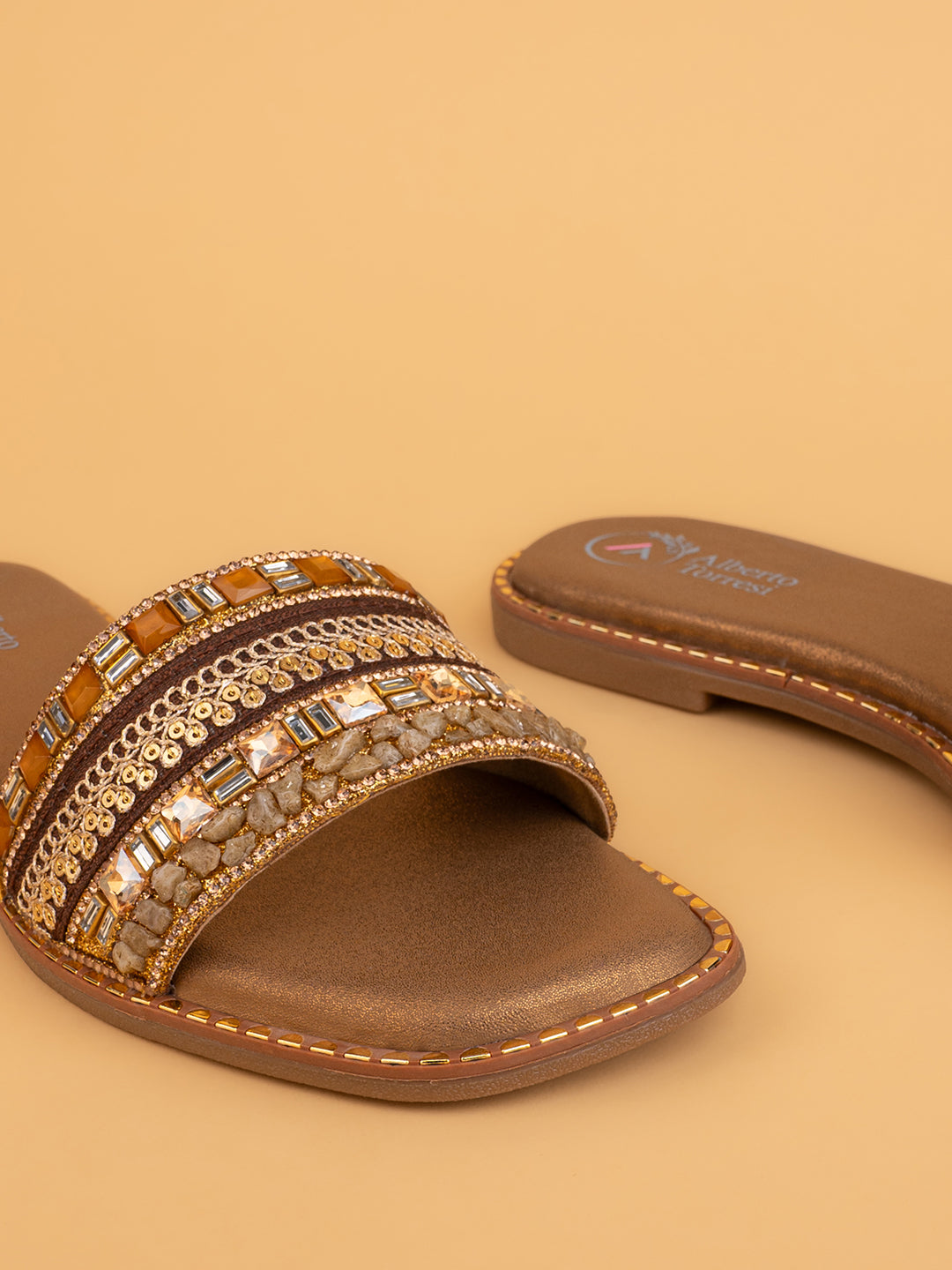 Alberto Torresi Beige Women’s Casual & Festive Slip-On Flats