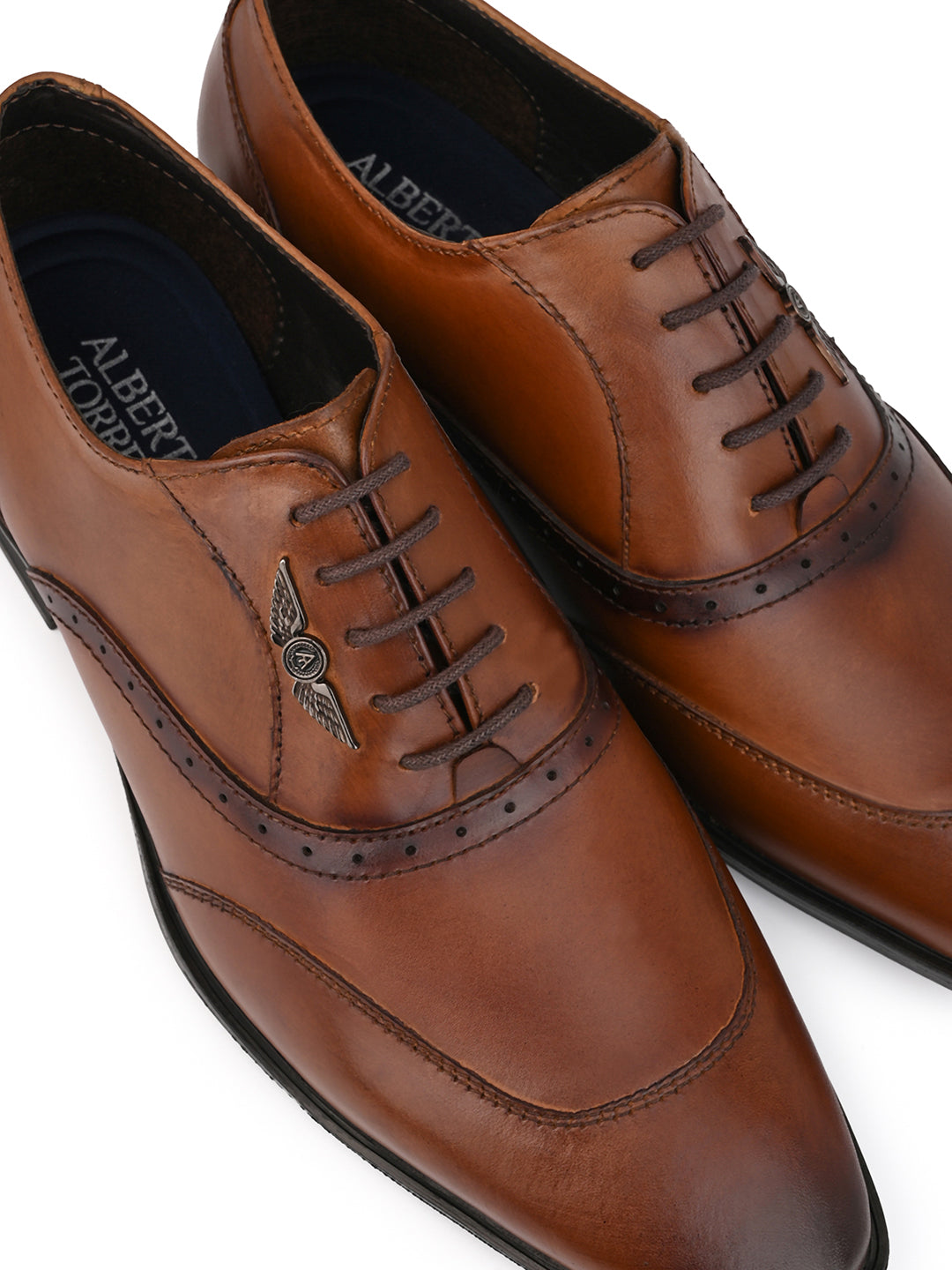 Alberto Torresi Genuine Leather Tan Laceup Formal Shoes Oxford For Men