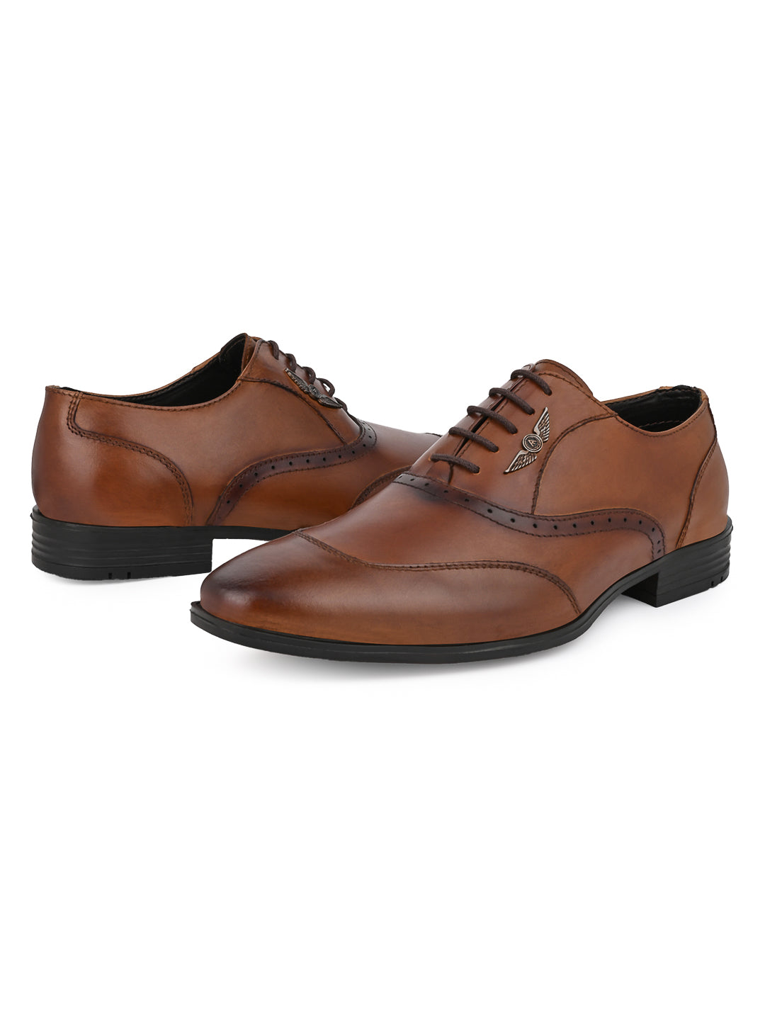 Alberto Torresi Genuine Leather Tan Laceup Formal Shoes Oxford For Men