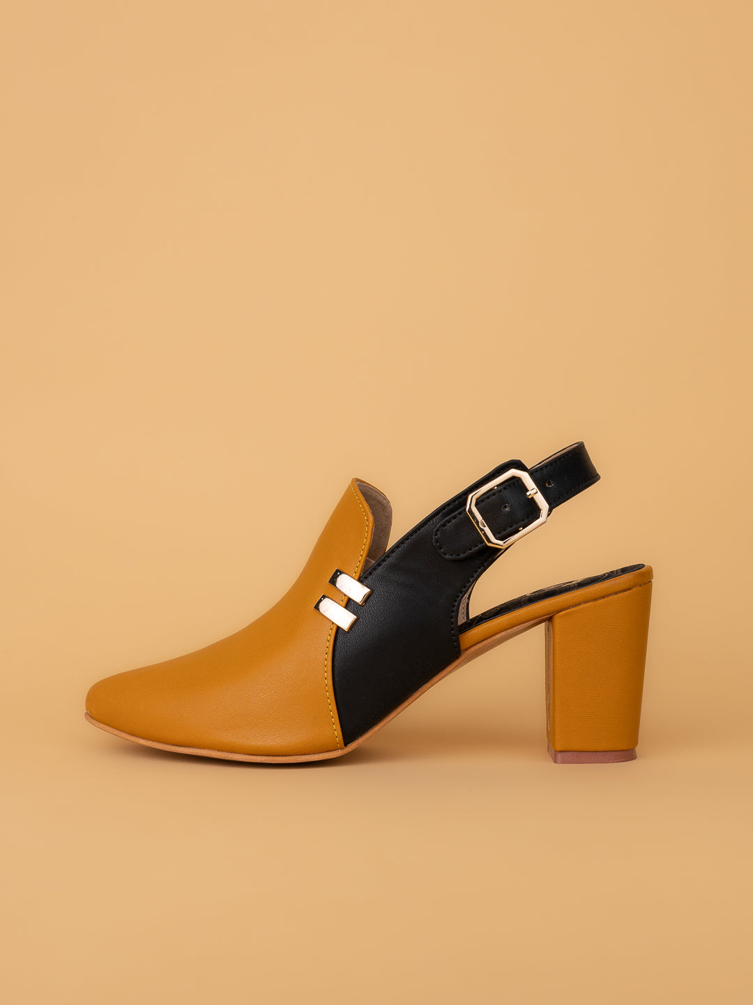 Alberto Torresi Women’s Tan & Black Slingback Block Heels