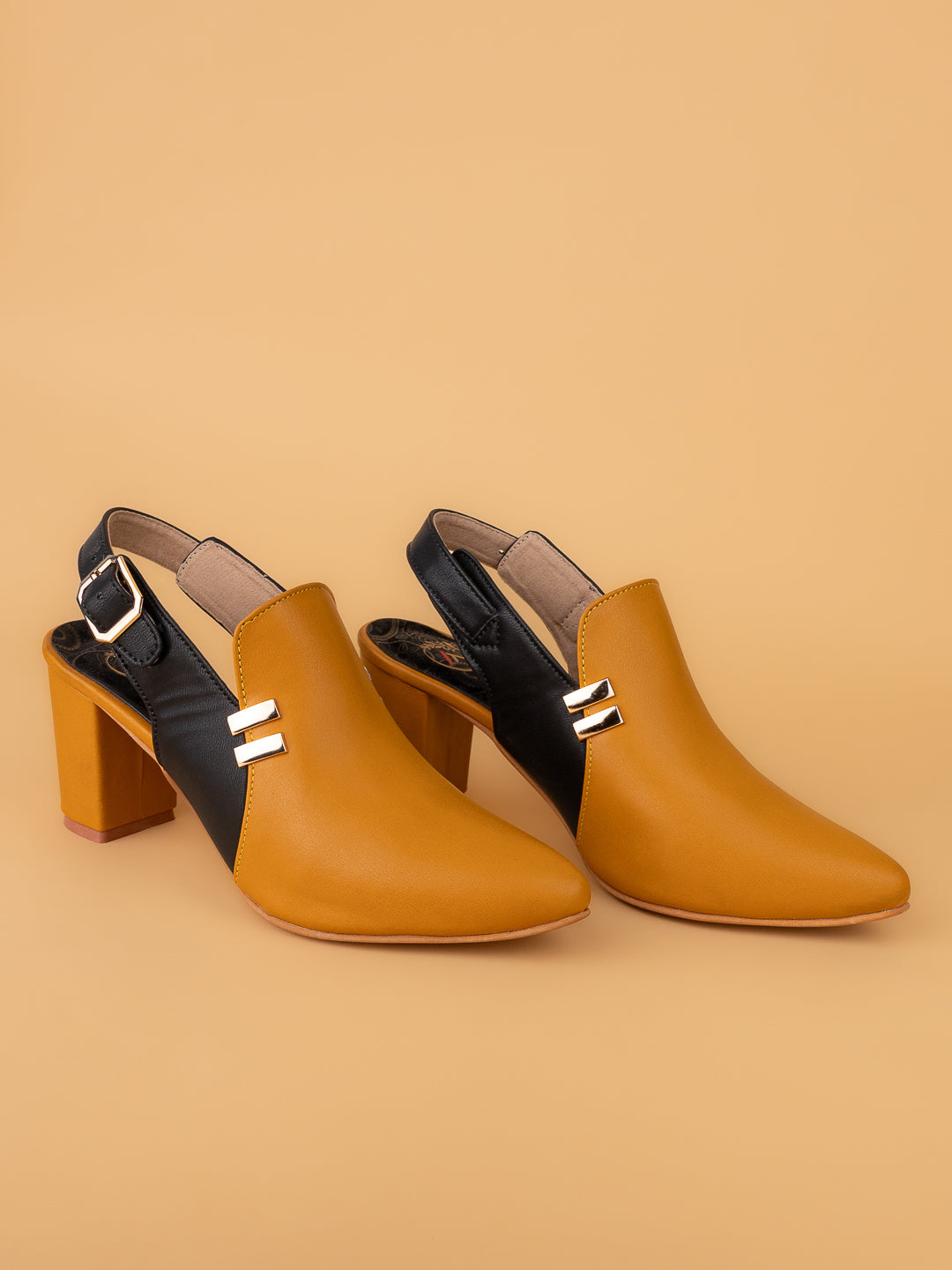 Alberto Torresi Women’s Tan & Black Slingback Block Heels