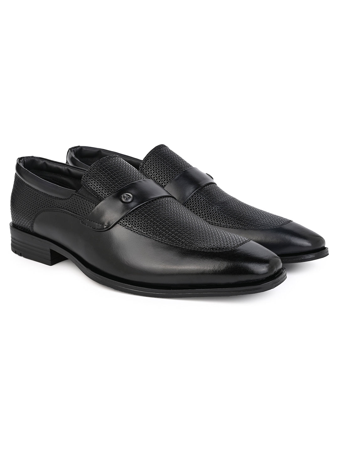 Alberto Torresi Genuine Leather Black Slipon Formal Shoes For Men