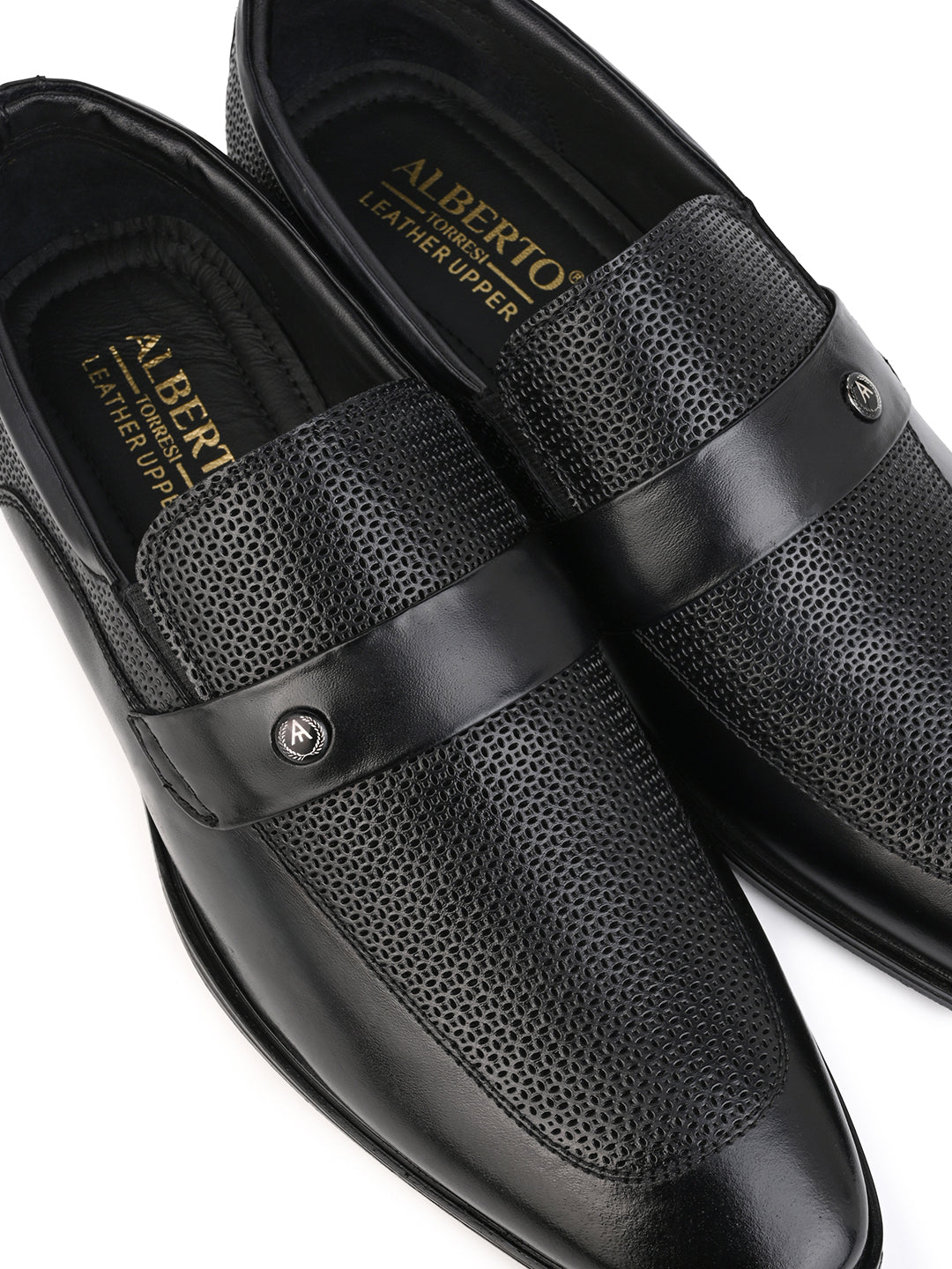 Alberto Torresi Genuine Leather Black Slipon Formal Shoes For Men