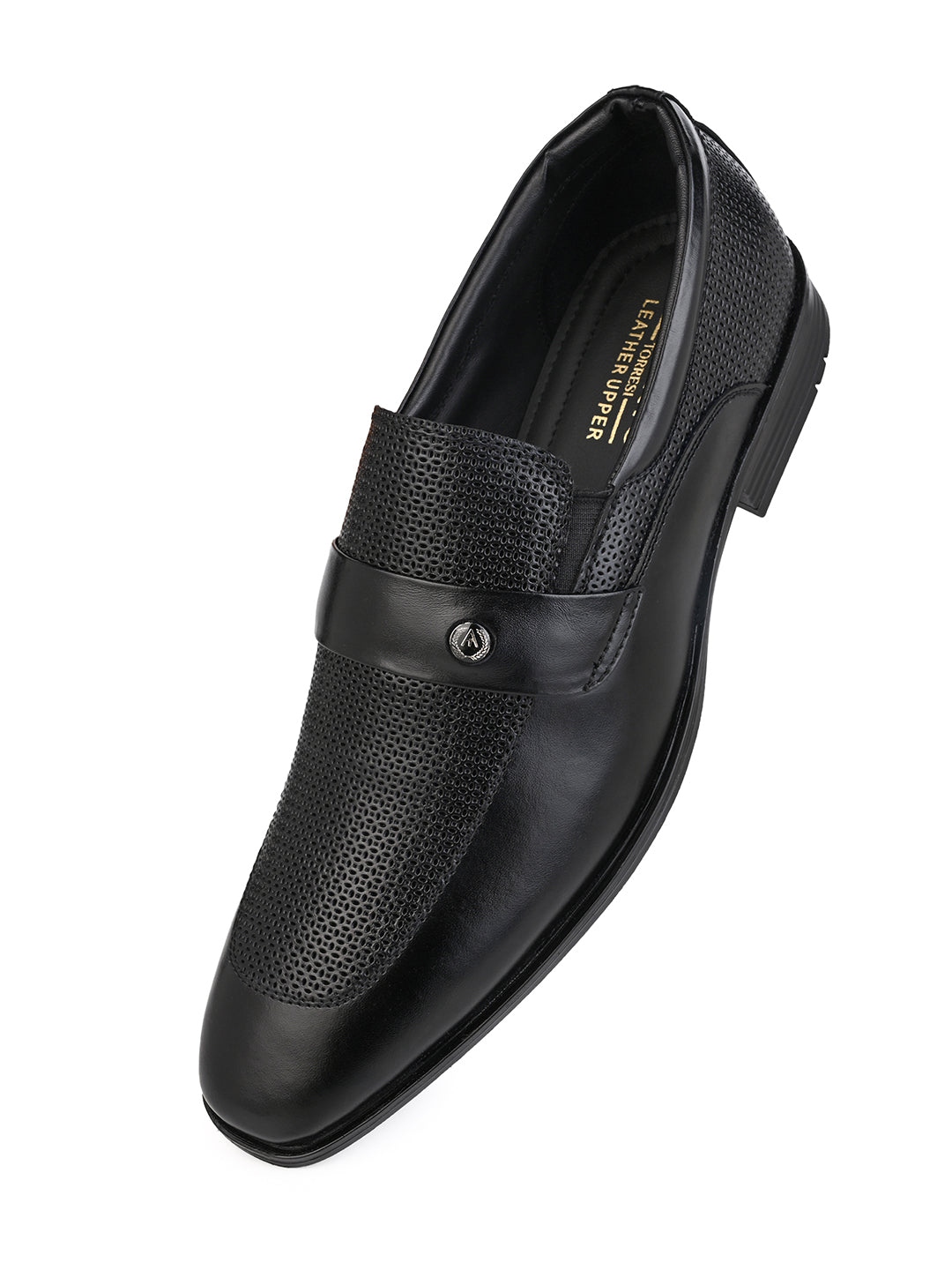 Alberto Torresi Genuine Leather Black Slipon Formal Shoes For Men