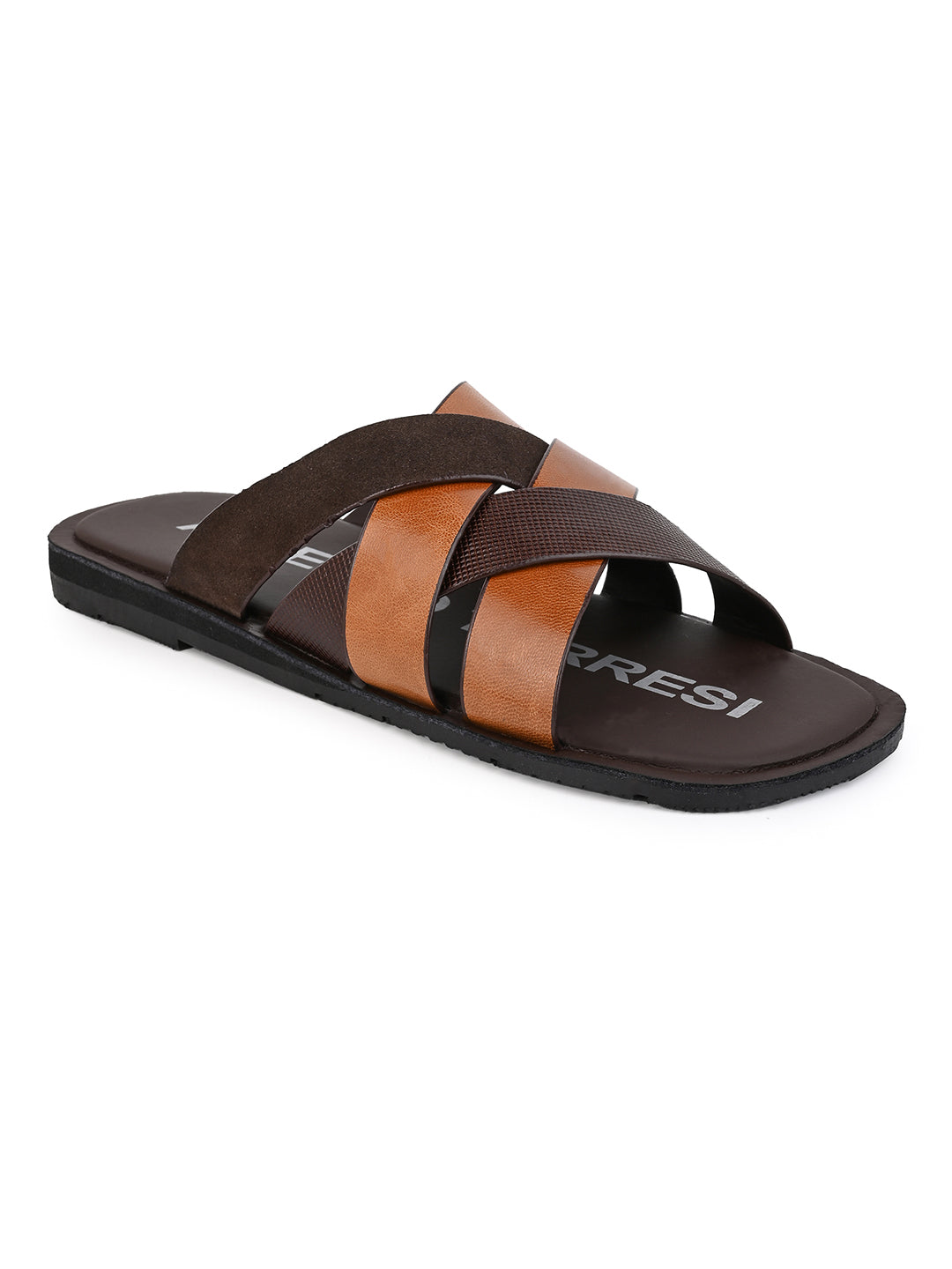 Alberto Torresi 271 Trendy Non Stitched Strap  Brown Leather Slippers