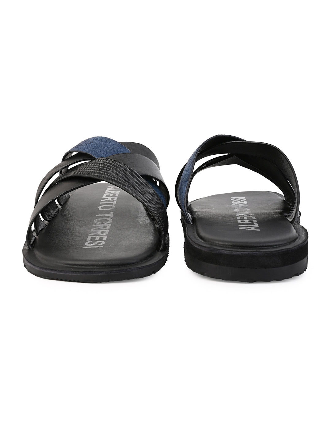 Alberto Torresi 270 Trendy Non Stitched Strap Blue Leather Slippers