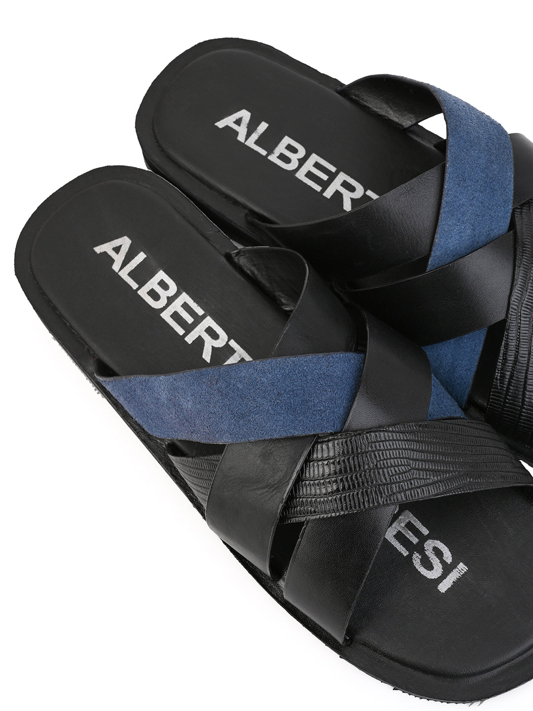 Alberto Torresi 270 Trendy Non Stitched Strap Blue Leather Slippers