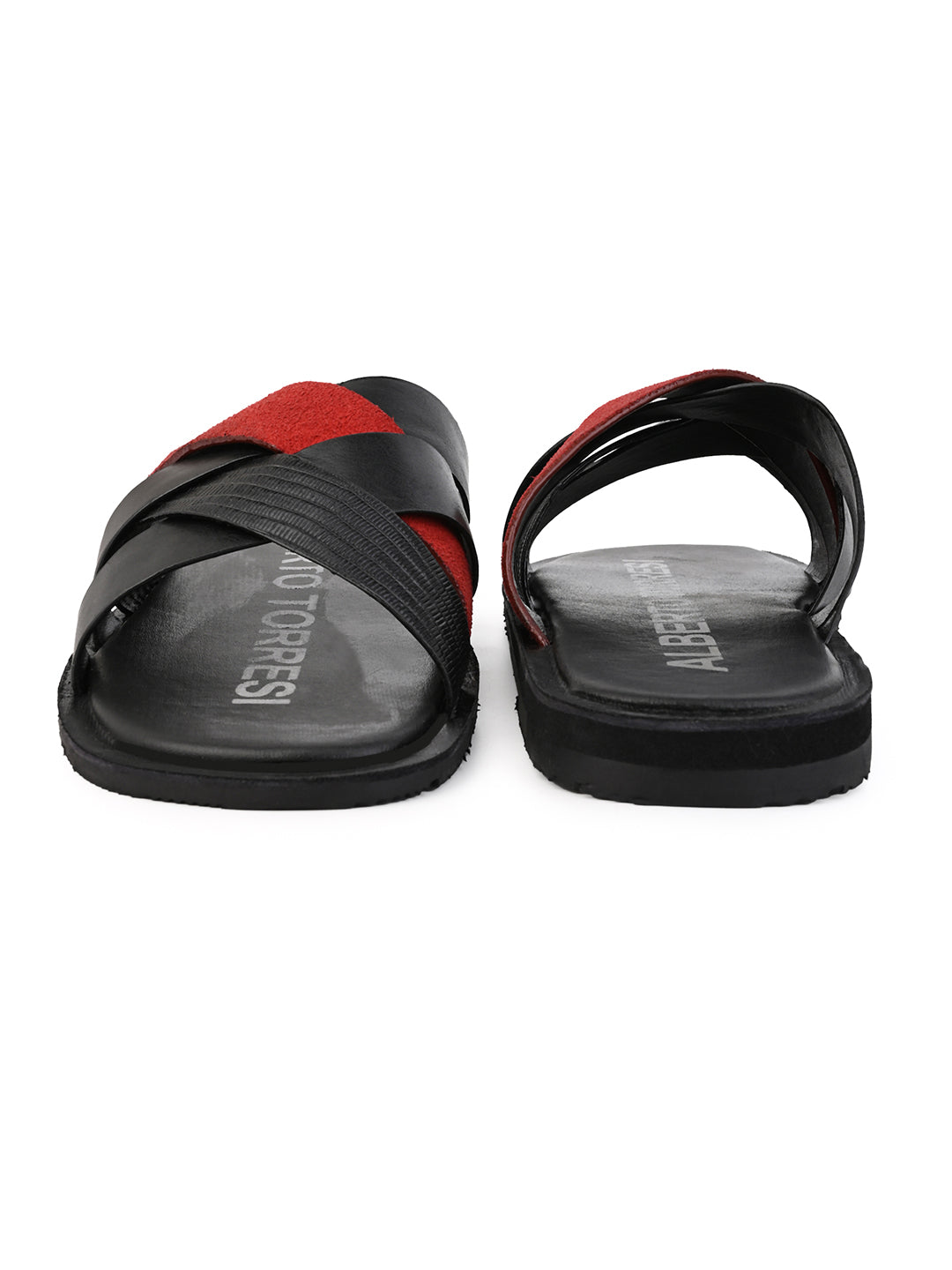 Alberto Torresi 270 Trendy Non Stitched Strap Red Leather Slippers