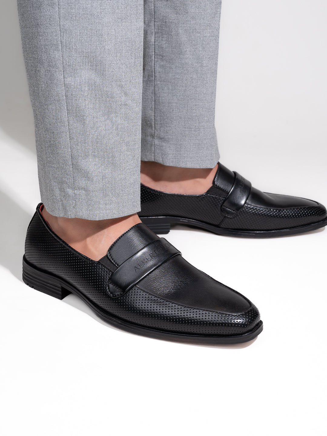 Alberto Torresi Fox leather Black Slip On Formal Shoes