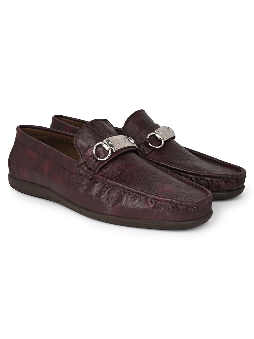 Alberto Torresi Twisty Series 531 Full Flex Rubber Sole Slip In Bordo Casual Loafers