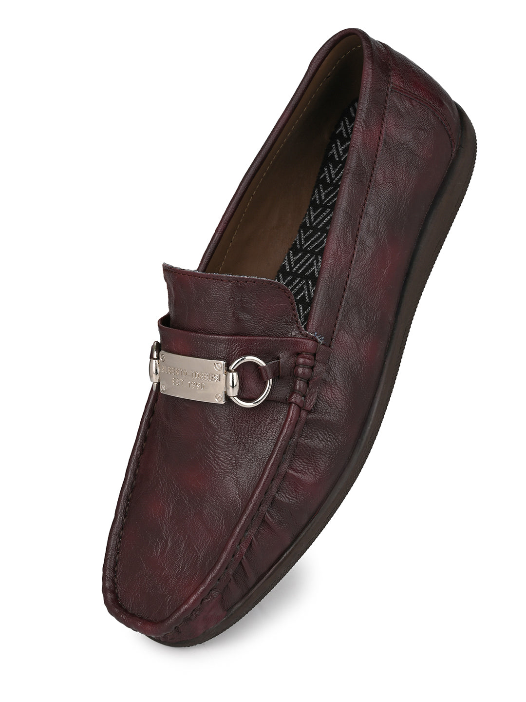 Alberto Torresi Twisty Series 531 Full Flex Rubber Sole Slip In Bordo Casual Loafers