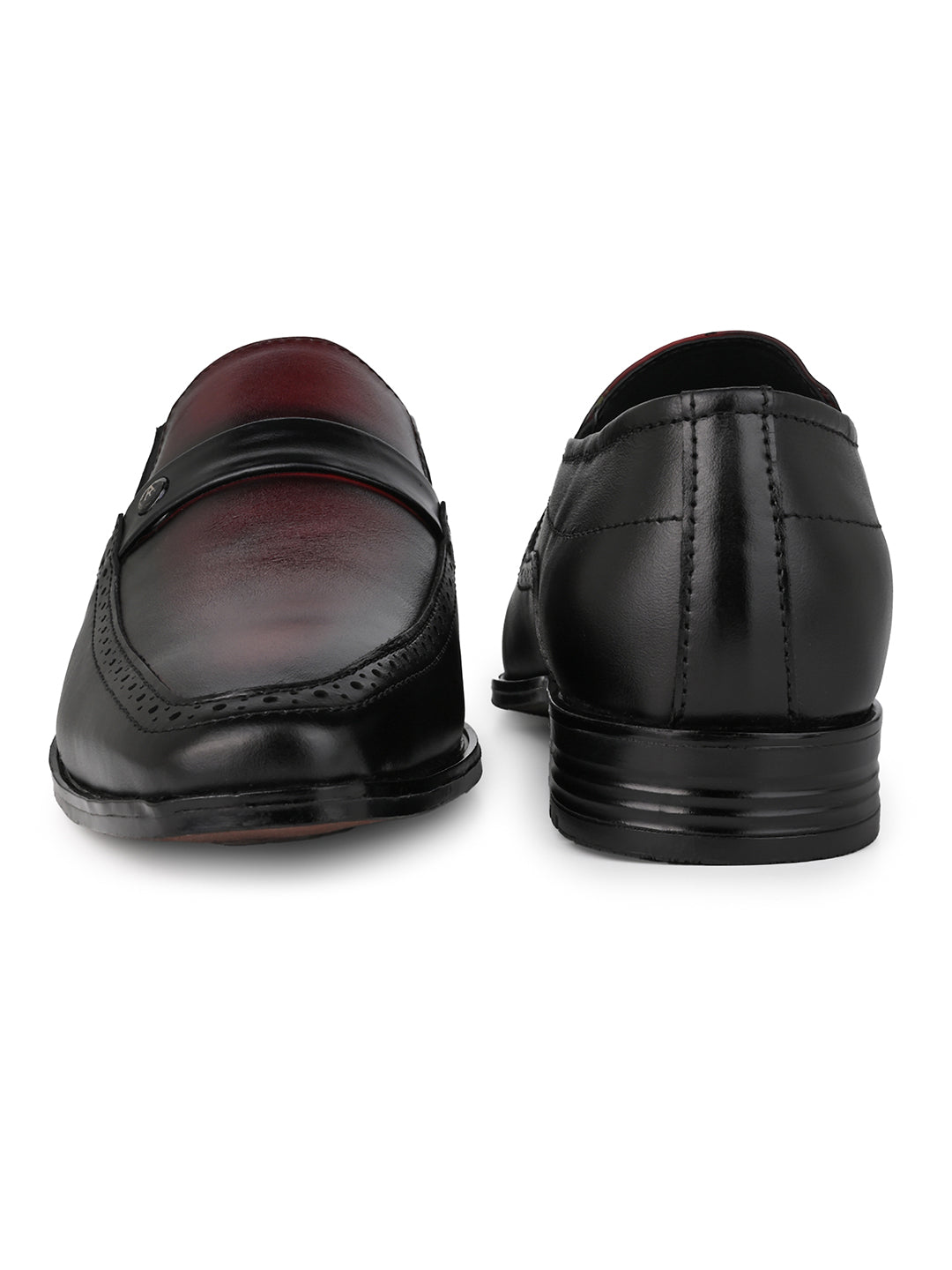 Alberto Torresi Genuine Leather Black-Bordo Slipon Formal Shoes