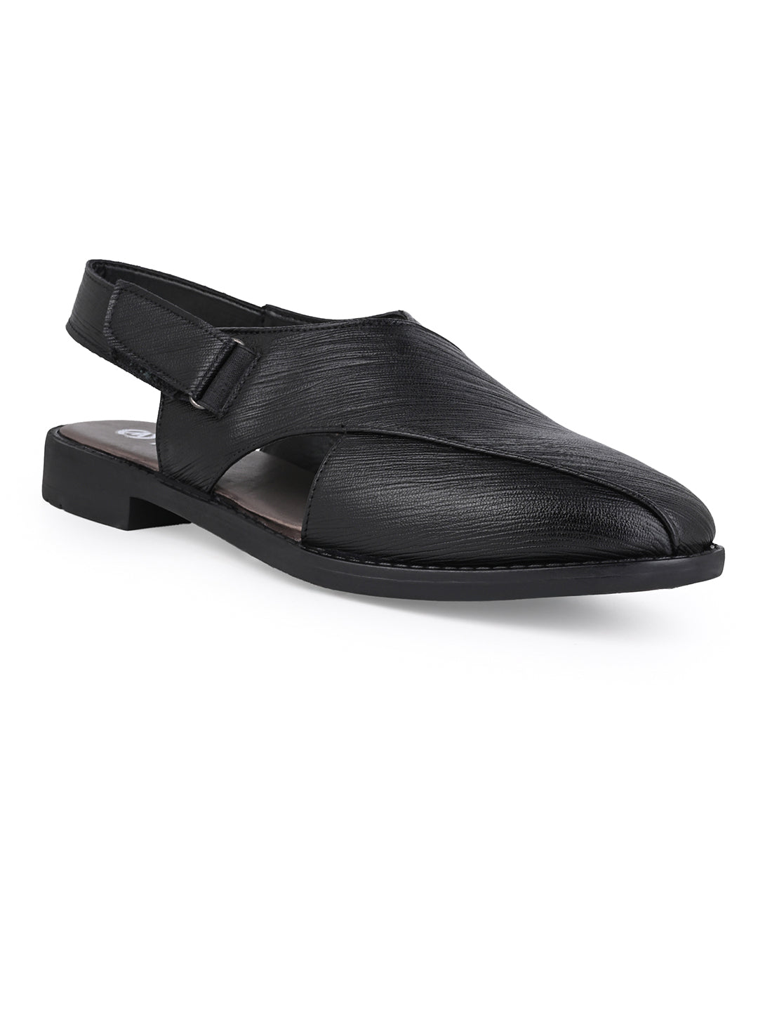 Men Textured Faux Leather Backstrap Peshawari Sandals