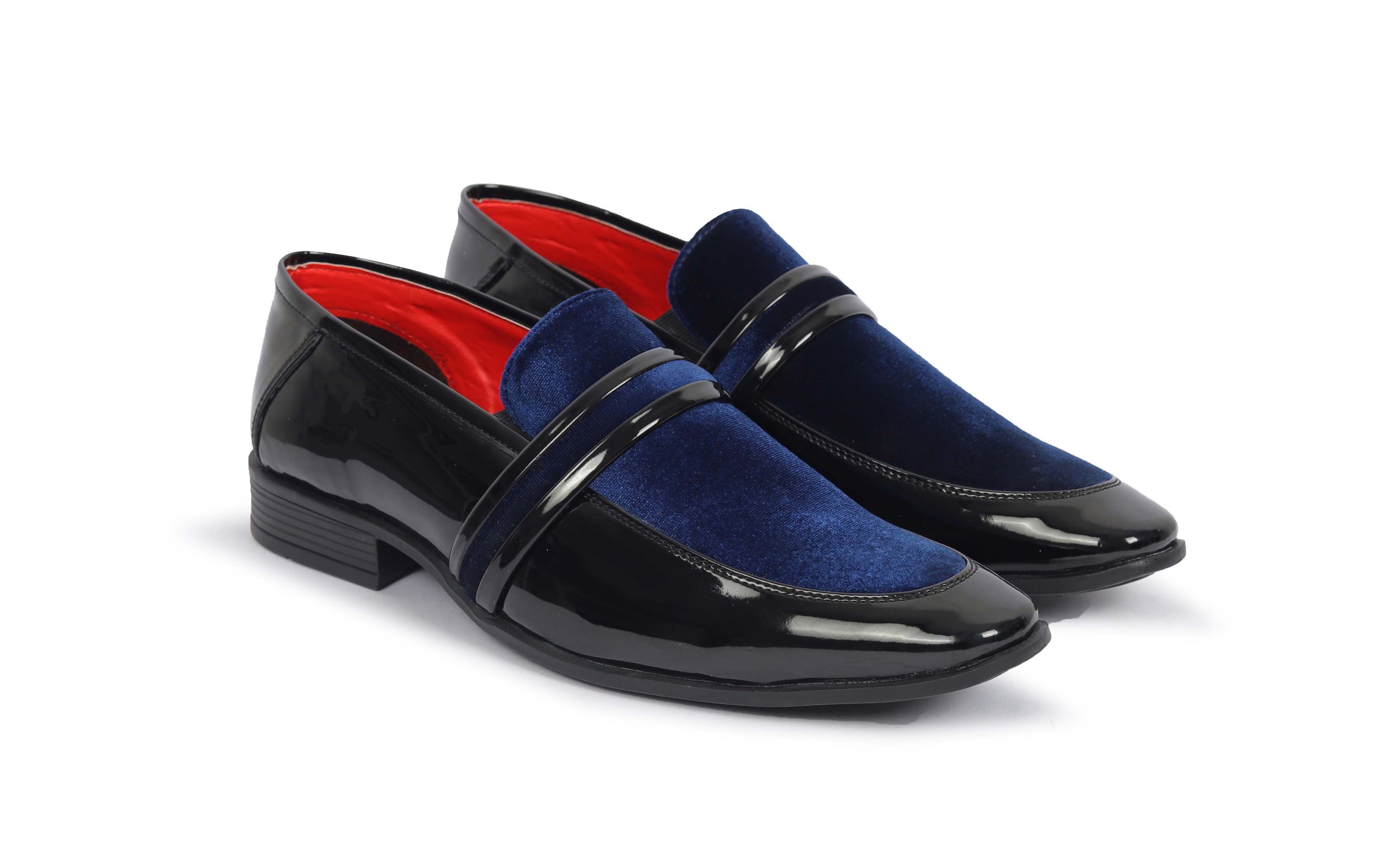 Alberto Torresi Wedding Black Patent Blue Suede Shoes