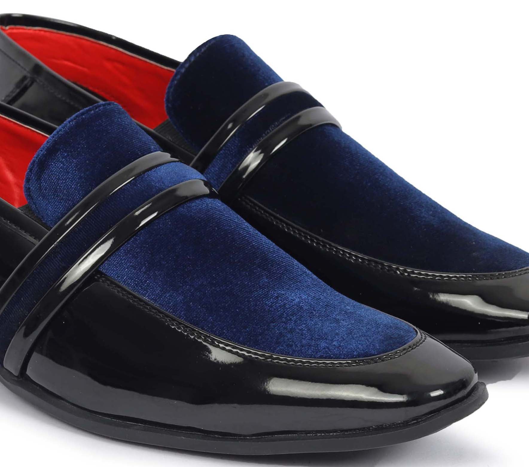 Alberto Torresi Wedding Black Patent Blue Suede Shoes