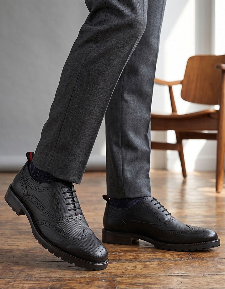 Alberto Torresi Latest Black Brogue Shoes With Padded Insole