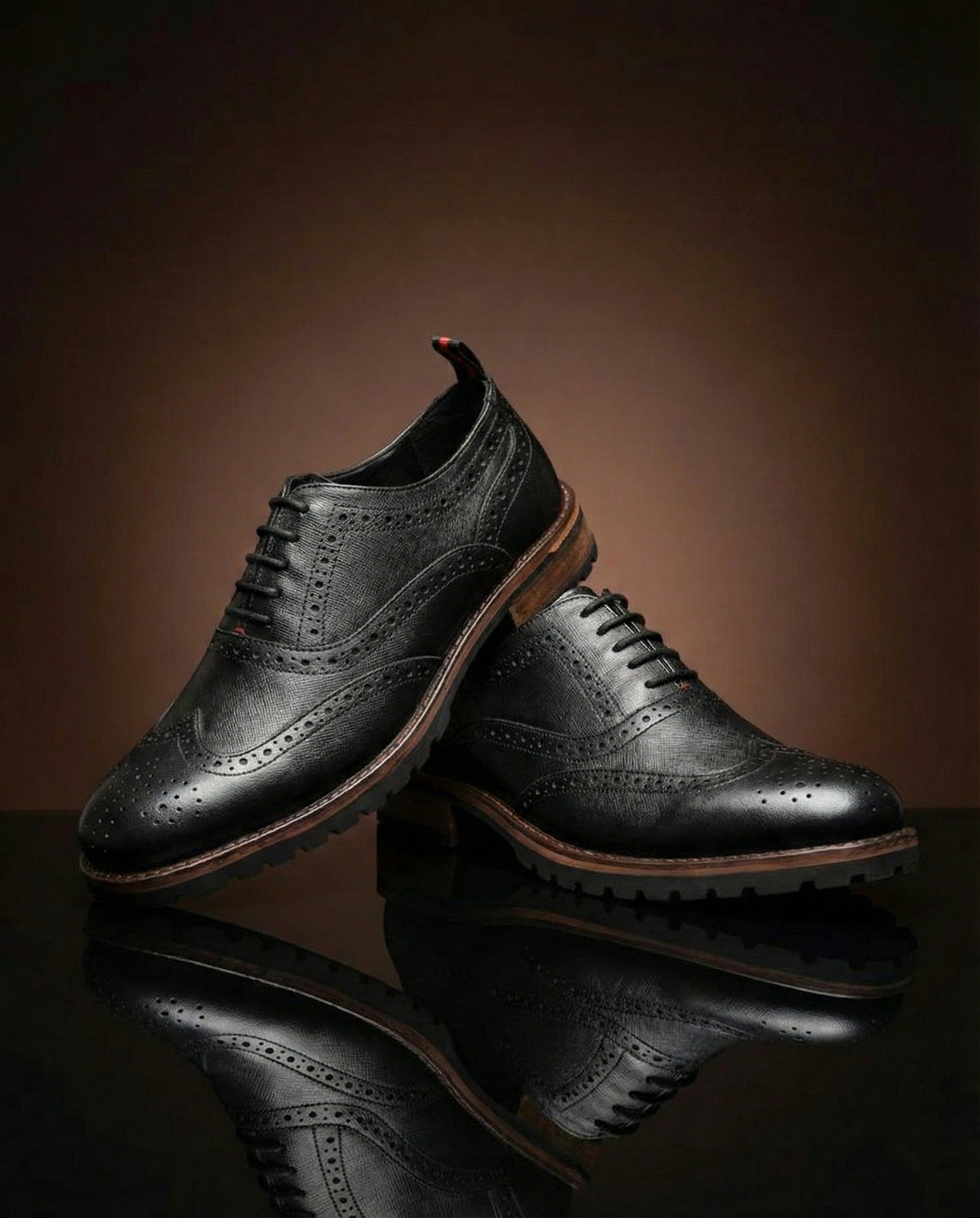 Alberto Torresi Latest Black Brogue Shoes With Padded Insole
