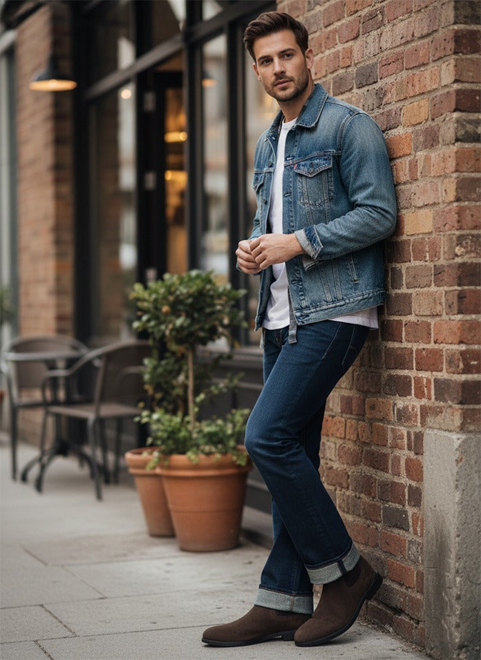 Luxurious Brown Suede Leather Chelsea Boots for Men