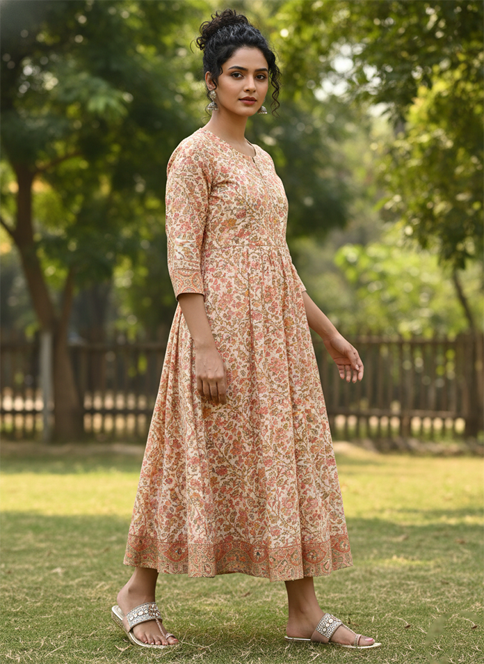 Women’s Rose Gold Rhinestone Floral Toe-Ring Flats