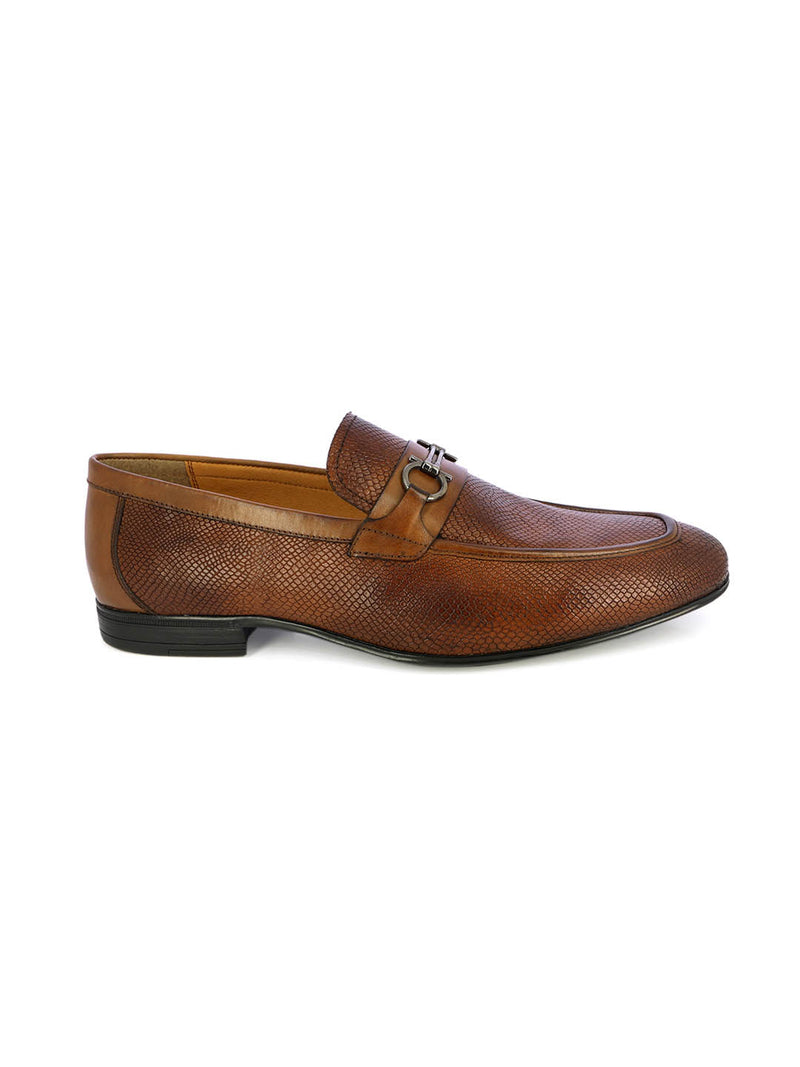 Patterned Tan Loafers Horsebit Loafers