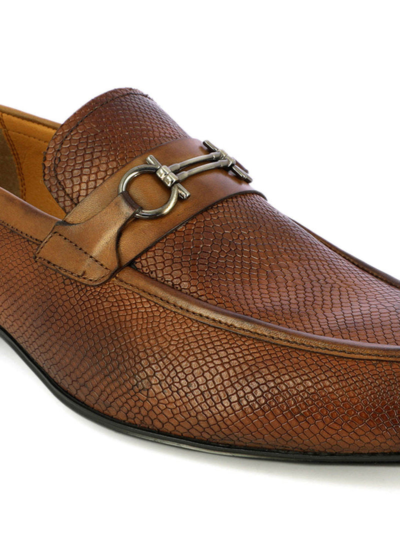 Patterned Tan Loafers Horsebit Loafers