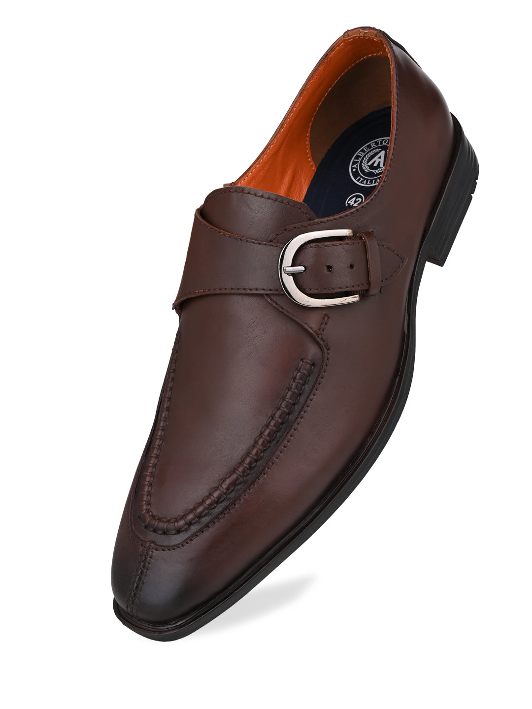 Alberto Torresi Genuine Leather Monk Shoes Dark Brown