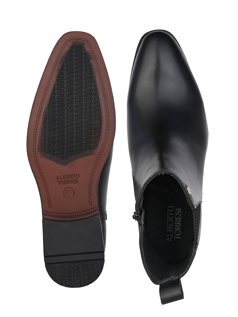Falco Black Leather Chelsea Boots for Men