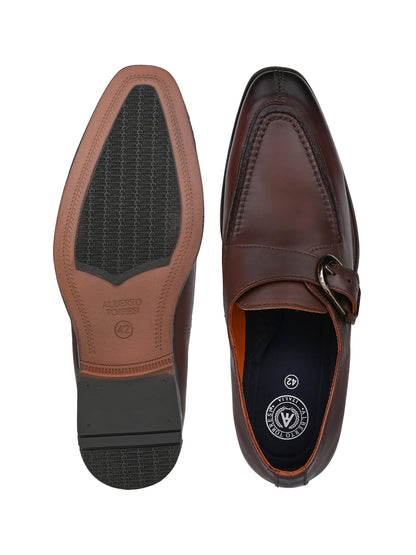 Alberto Torresi Genuine Leather Monk Shoes Dark Brown