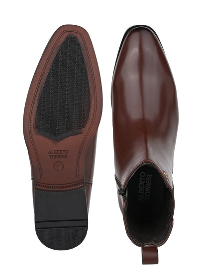 Alberto Torresi Synthetic Brown Chelsea Boots For Men