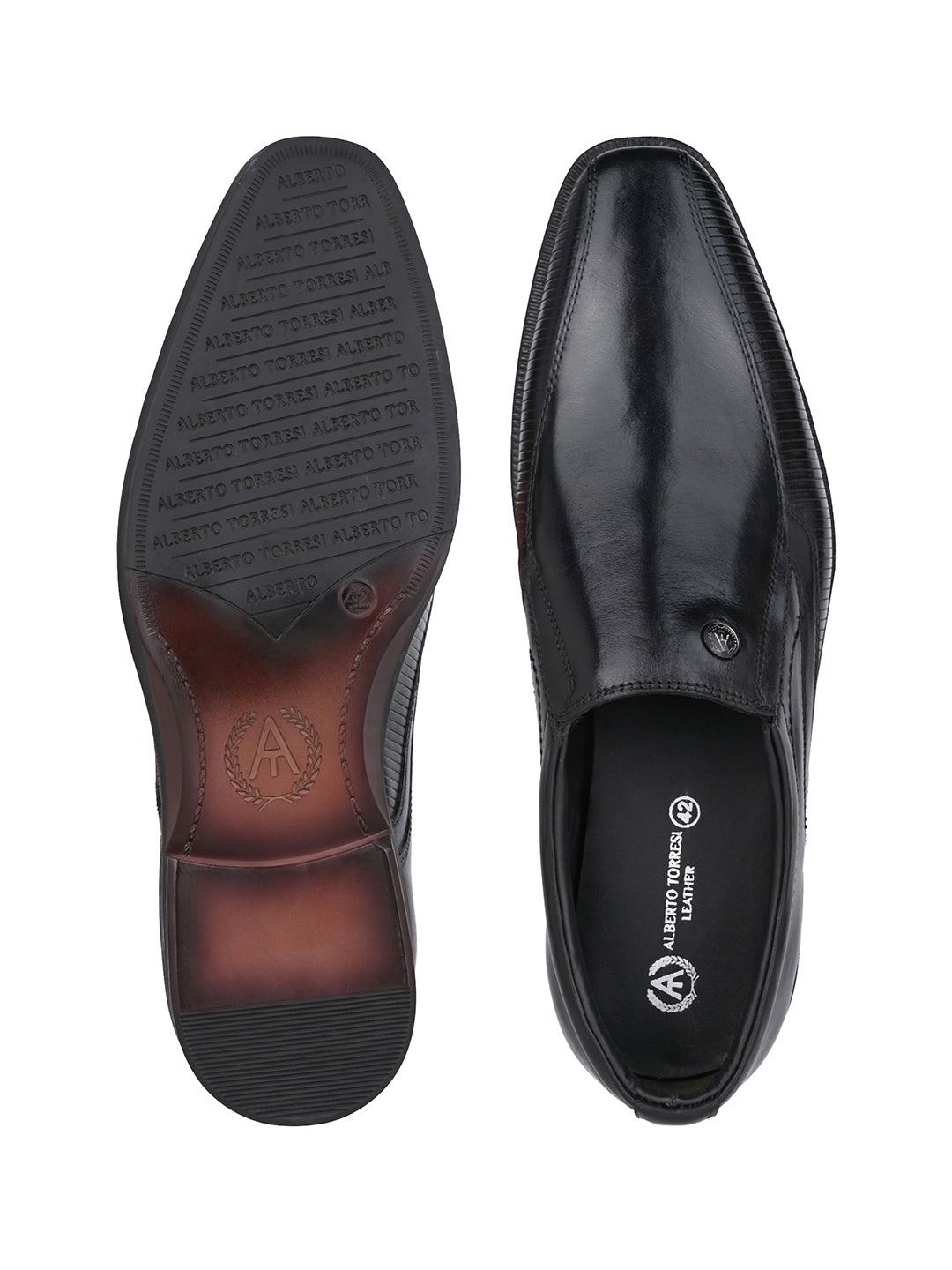 Alberto Torresi Hungary Series Black Leather Formal Shoe With Branded Sole