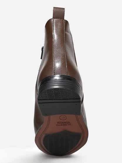 Alberto Torresi Synthetic Brown Chelsea Boots For Men
