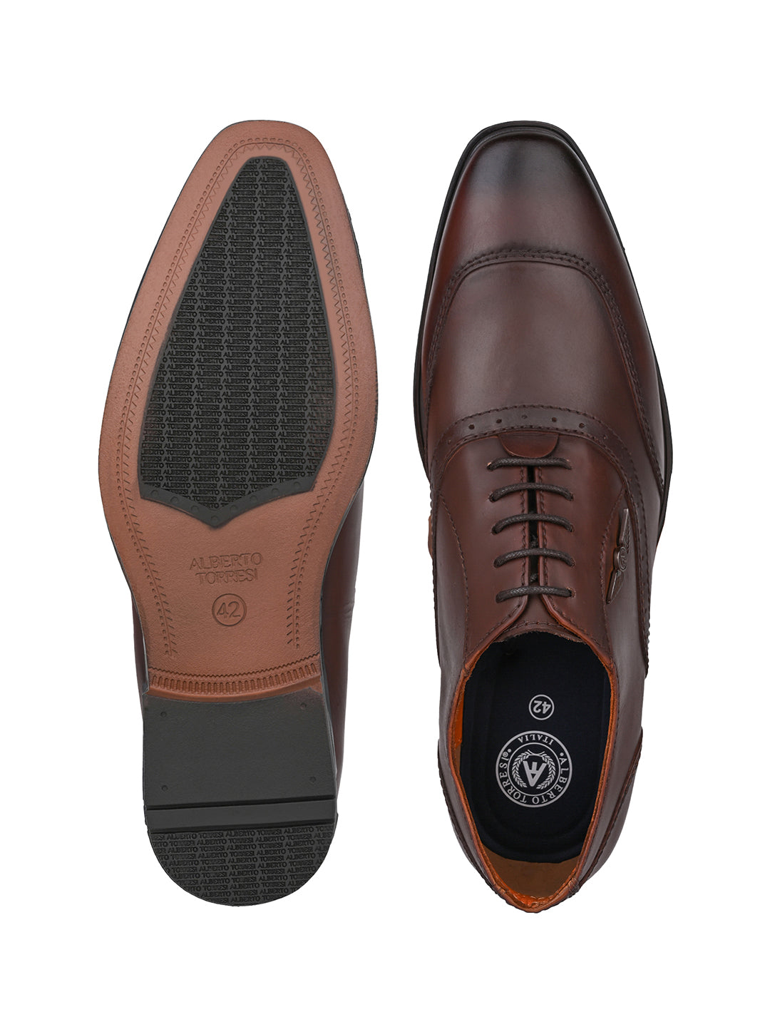 Alberto Torresi Genuine Leather Brown Laceup Formal Shoes