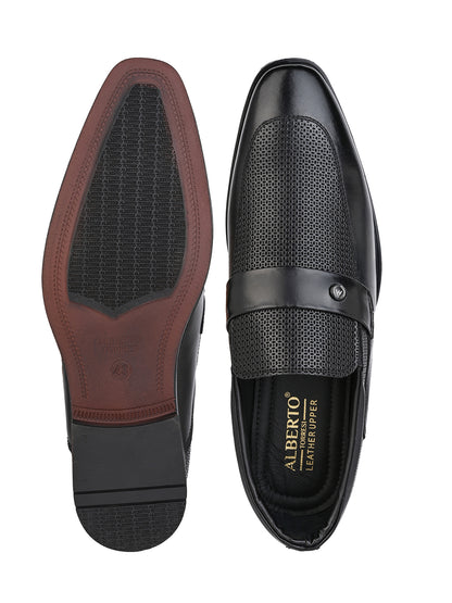 Alberto Torresi Genuine Leather Black Slipon Formal Shoes For Men
