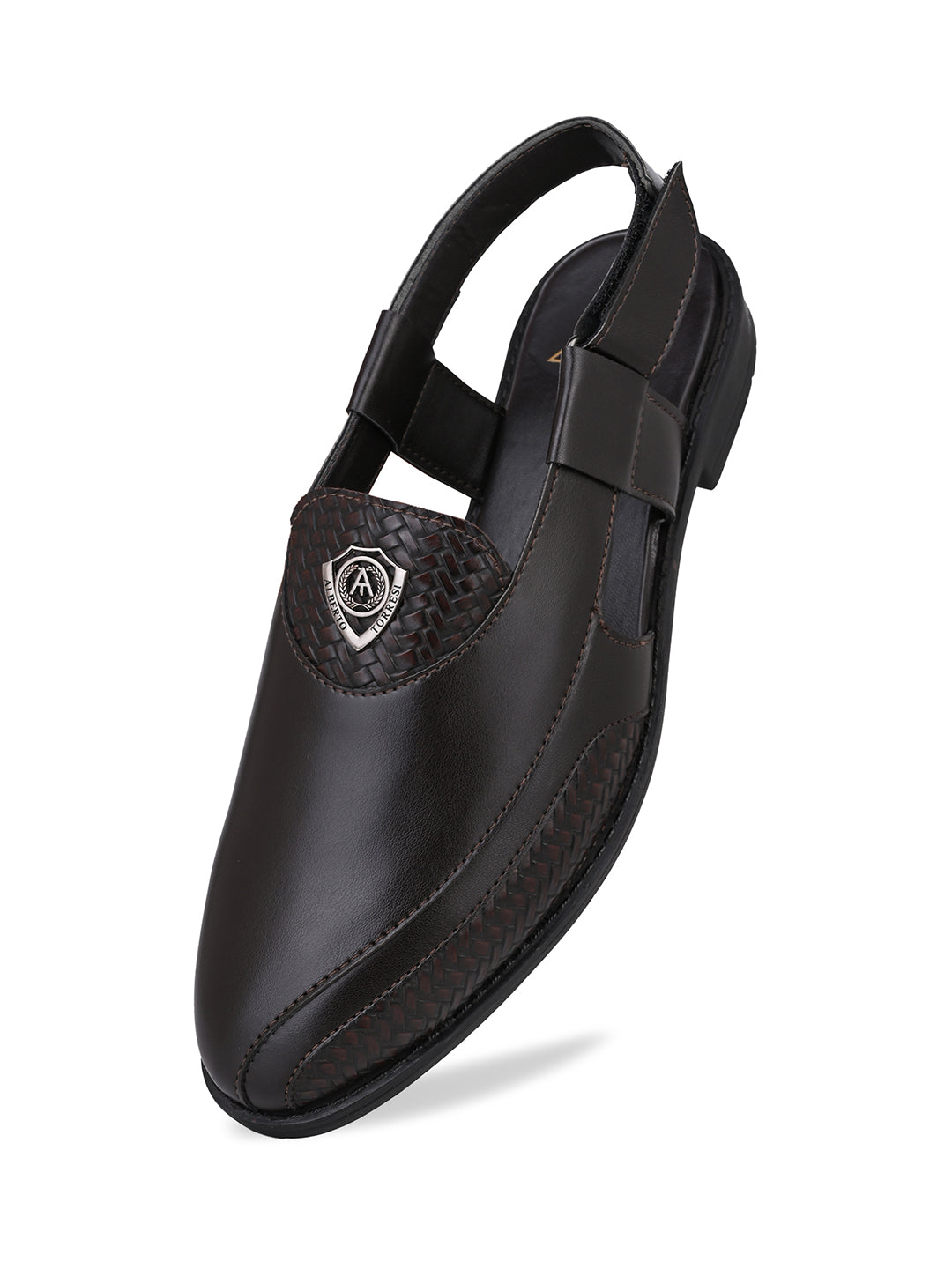 Sultan Brown Peshawari Sandals for Men - Adjustable Backstrap Sandals for Casual & Ethnic Wear