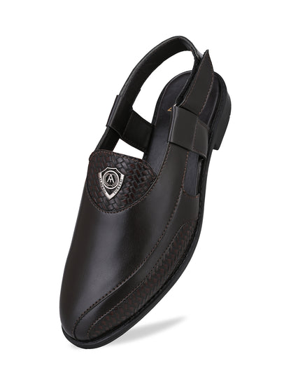 Sultan Brown Peshawari Sandals for Men - Adjustable Backstrap Sandals for Casual &amp; Ethnic Wear