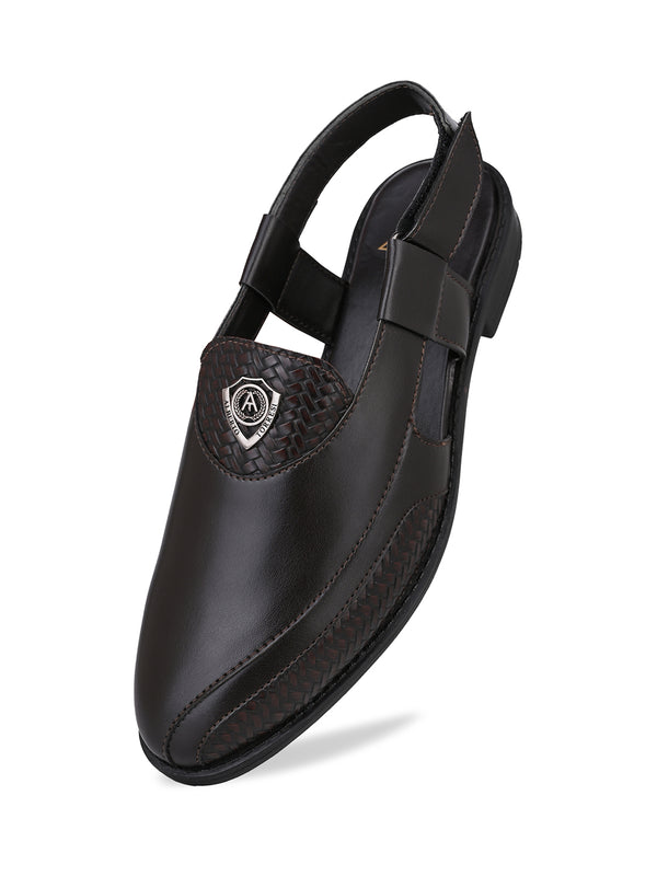 Sultan Brown Peshawari Sandals for Men - Adjustable Backstrap Sandals for Casual & Ethnic Wear