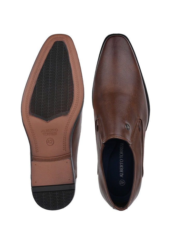 Vezaro Tan Slip-On Formal Shoes for Men