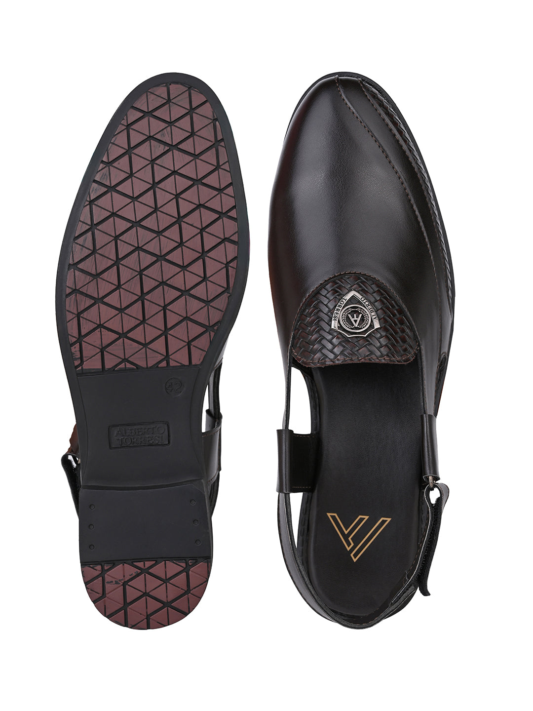 Sultan Brown Peshawari Sandals for Men - Adjustable Backstrap Sandals for Casual &amp; Ethnic Wear