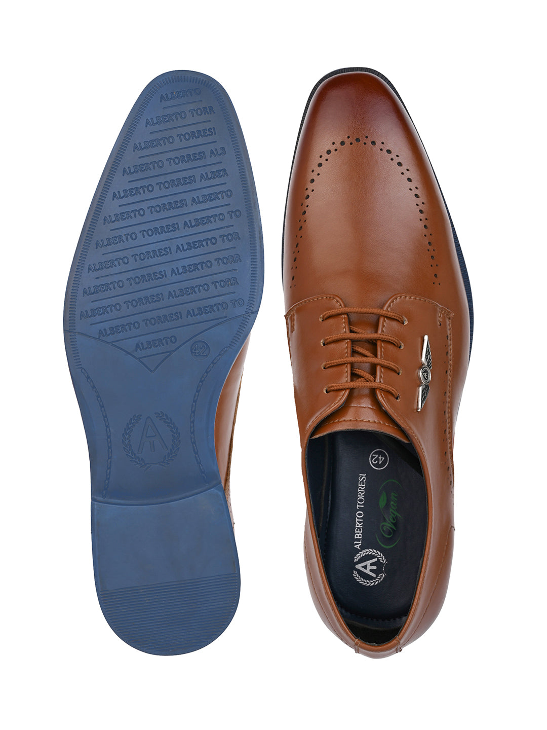 Alberto Torresi Hungary Series 607 Branded Sole Tan Formal Shoes