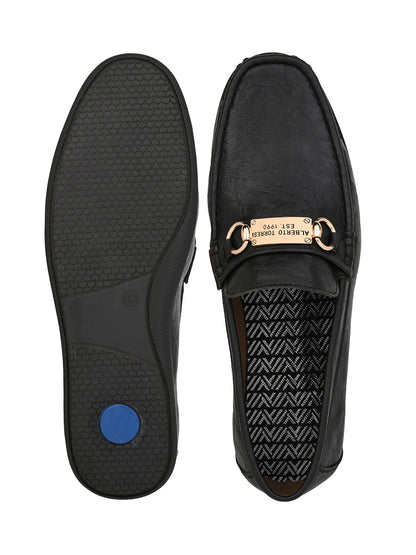 Alberto Torresi Twisty Series 531 Full Flex Rubber Sole Slip In Black Casual Loafers