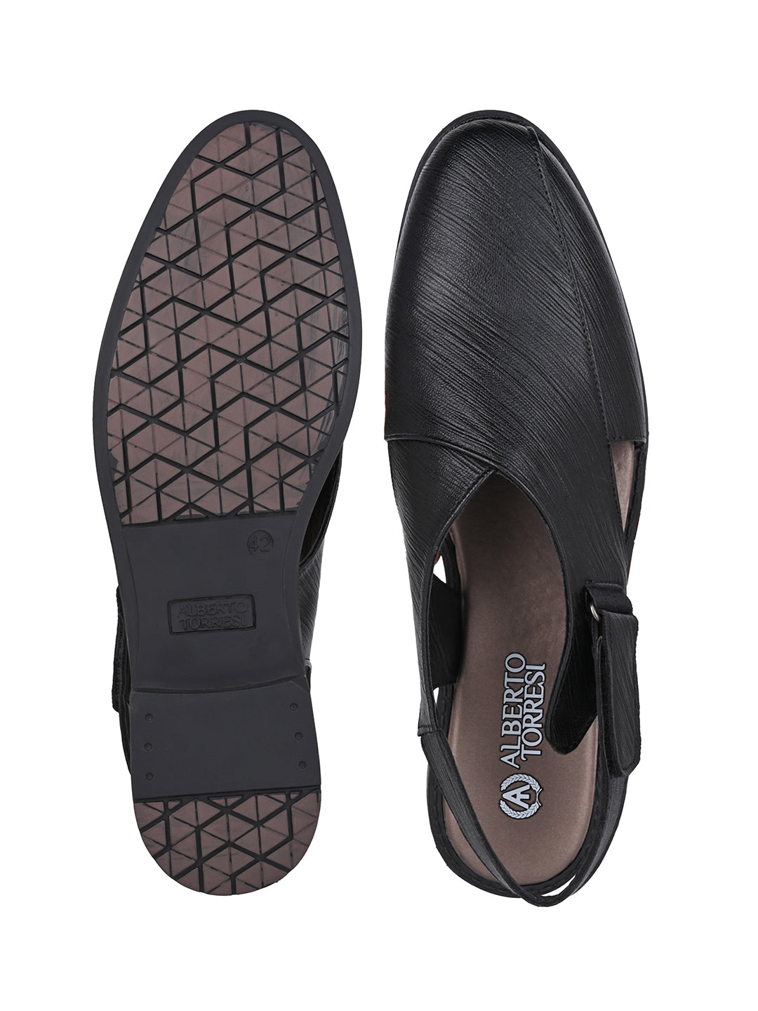 Men Textured Faux Leather Backstrap Peshawari Sandals