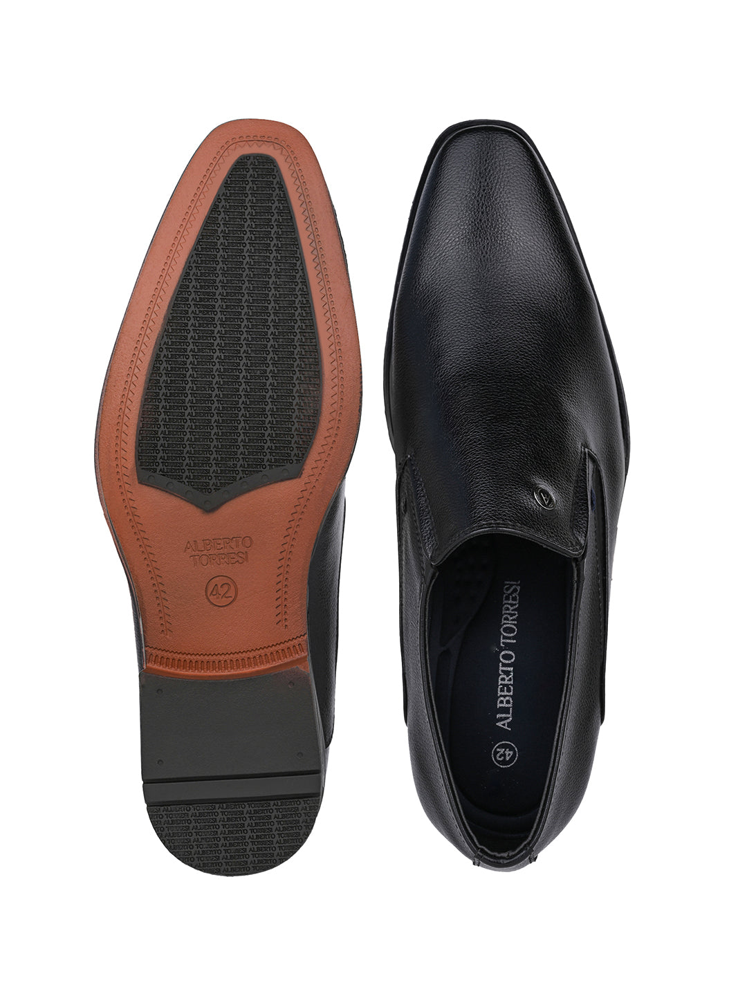 Alberto Torresi Fox leather Black Slip On Formal Shoes
