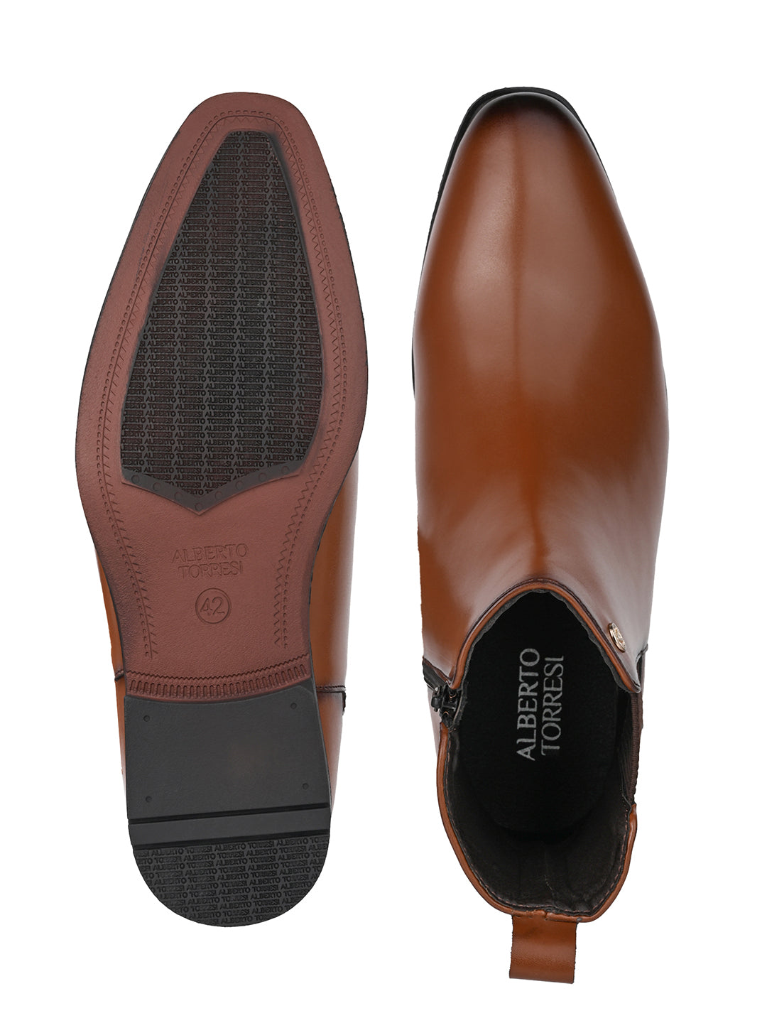 Alberto Torresi Synthetic Tan Chelsea Boots For Men