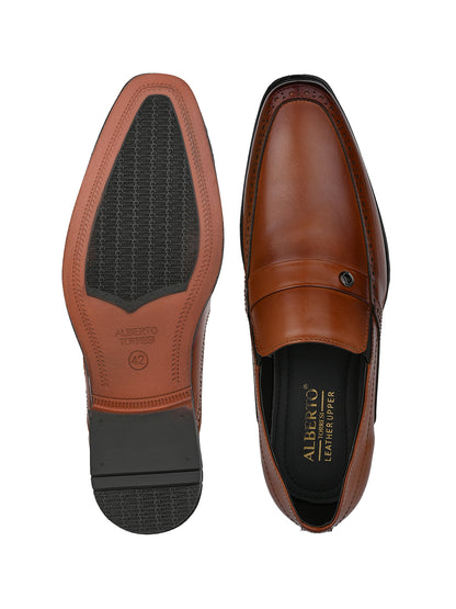 Alberto Torresi Genuine Leather Tan Slipon Formal Shoes