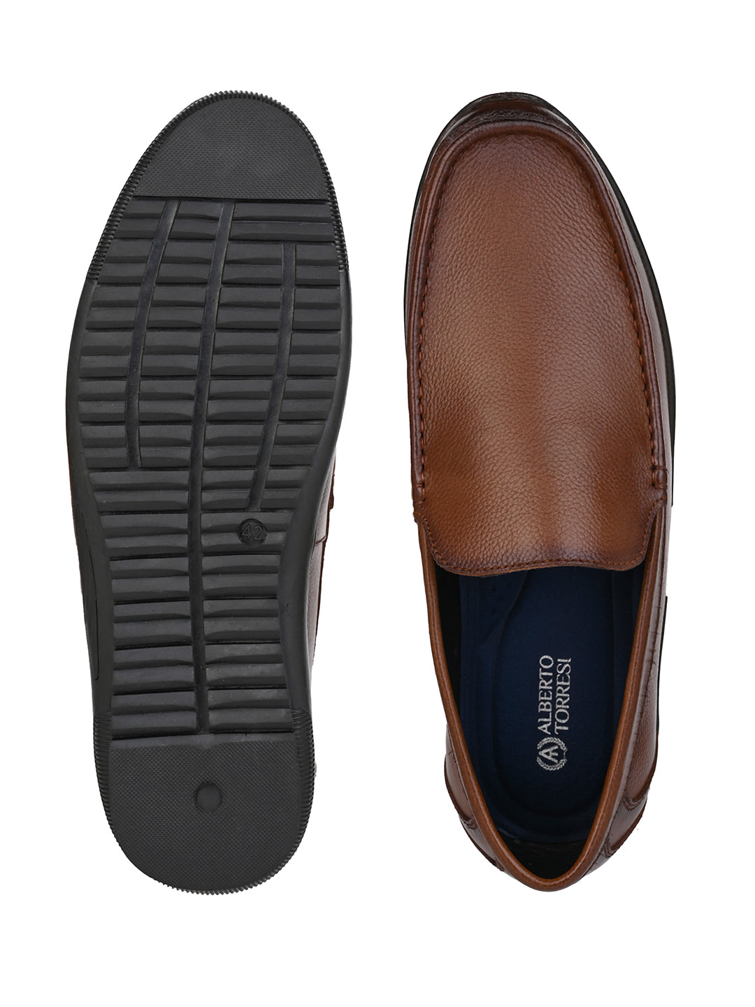 Alberto Torresi Genuine Leather Filter Series Rubber Sole With Padded Comfort Plain Loafers
