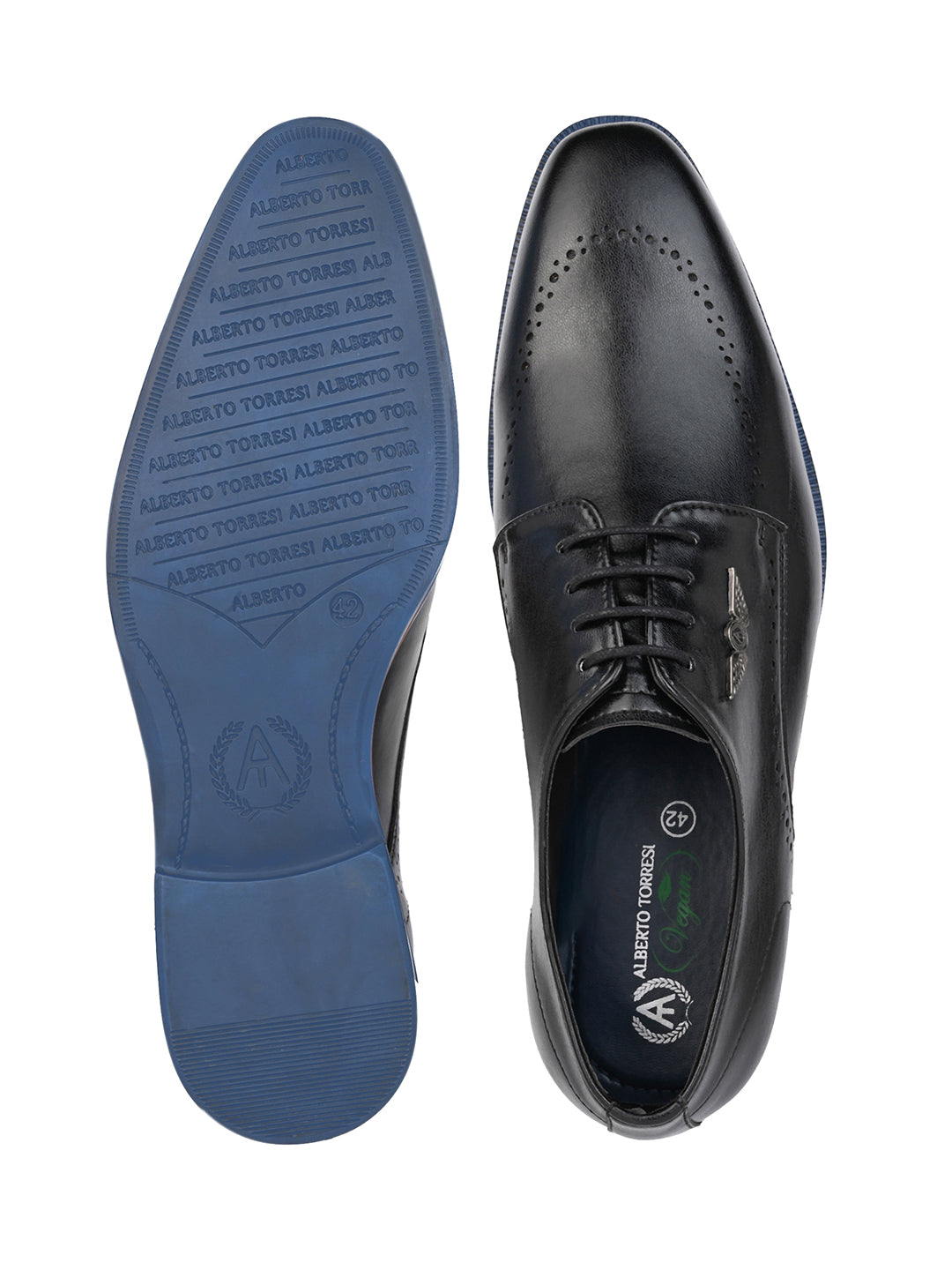 Alberto Torresi Hungary Series 607 Branded Sole Black Formal Shoes
