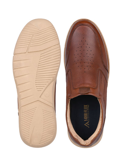 Blue Magic Men Tan Leather Formal Slip-On Sneakers (EVA Sole, 14H Flux)
