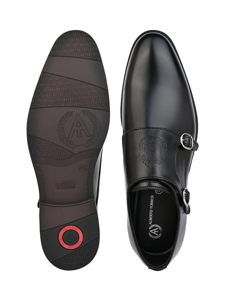 Toro Black Monk Strap Shoes for Men - Dress Shoes for Casual & Party Wear